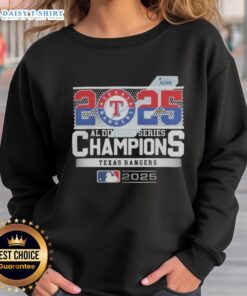 Alt Text: Hot Texas Rangers 2025 ALDS Champions sweatshirt featuring team logo and vibrant colors, perfect for fans celebrating victory.