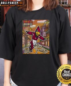 Arizona Cardinals ladies tee celebrating their win over the New Orleans Saints, featuring team colors and logo.