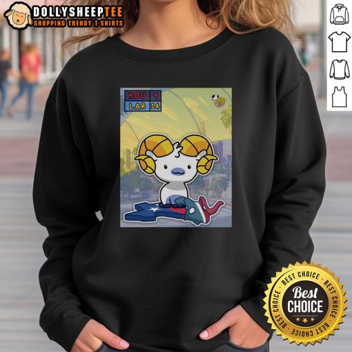 Los Angeles Rams sweatshirt featuring a vibrant design celebrating the team's stampede through the Houston Texans.