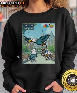 Philadelphia Eagles sweatshirt celebrating their first win of the season against the Dallas Cowboys, showcasing team spirit.