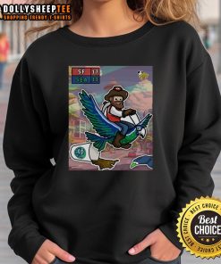 San Francisco 49ers sweatshirt celebrating their win over the Seattle Seahawks, perfect for fans of the team.