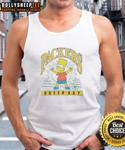 Bart Simpson wearing a Green Bay Packers tank top, showcasing a fun fusion of The Simpsons and NFL fan apparel.