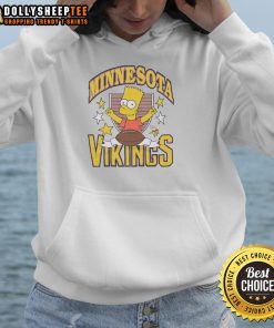 Cool Bart Simpson hoodie featuring Minnesota Vikings logo, perfect for fans of The Simpsons and NFL apparel.