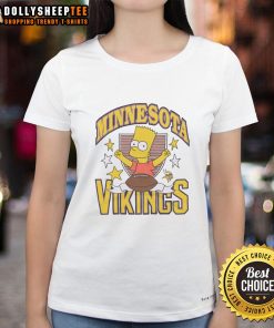 Hot The Simpsons Bart X Minnesota Vikings ladies tee featuring Bart Simpson in a Vikings-themed design.