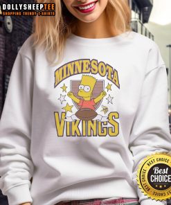 Stylish Hot The Simpsons Bart x Minnesota Vikings sweatshirt featuring Bart Simpson in team colors, perfect for fans.
