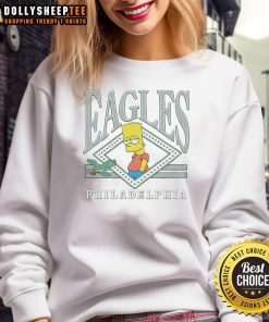 Alt Text: Hot The Simpsons Bart X Philadelphia Eagles Sweatshirt featuring Bart Simpson in Eagles gear, perfect for fans.