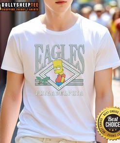 Alt Text: Hot The Simpsons Bart X Philadelphia Eagles T-Shirt featuring Bart Simpson in Eagles gear, perfect for fans.