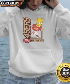 Bart Simpson in a stylish San Francisco 49ers hoodie, perfect for fans of The Simpsons and sports fashion.