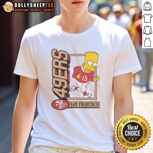 Hot The Simpsons Bart X San Francisco 49ers T-Shirt featuring a colorful design blending iconic cartoon and sports themes.