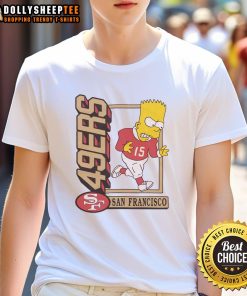 Hot The Simpsons Bart X San Francisco 49ers T-Shirt featuring a colorful design blending iconic cartoon and sports themes.