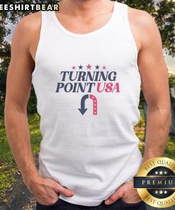 Alt Text: Hot Turning Point USA Charlie Kirk Memorial political free speech tank top design showcasing bold graphics.