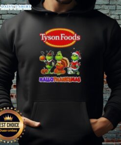 Hot Tyson Foods X Grinch Cosplay Happy HalloThanksMas Hoodie featuring festive design and vibrant colors.