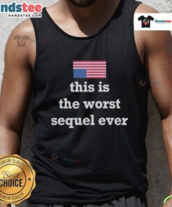 Hot Us Upside Down Flag tank top featuring bold graphic, perfect for expressing your views on the worst sequel ever.