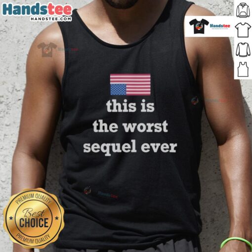Hot Us Upside Down Flag tank top featuring bold graphic, perfect for expressing your views on the worst sequel ever.