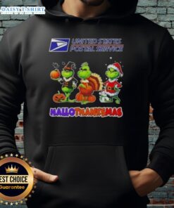 Hot USPS X Grinch cosplay hoodie for Happy HalloThanksMas, featuring festive design and cozy fit for holiday celebrations.