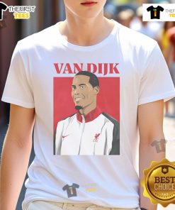 Alt Text: Stylish Hot Virgil Van Dijk Liverpool Graphic T-Shirt featuring bold design and vibrant colors, perfect for fans.