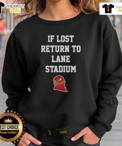 Alt Text: Hot Virginia Tech Hokies sweatshirt with 'If Lost, Return to Lane Stadium' slogan for fans and alumni.