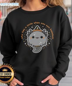 Cozy 'Hexalotl' sweatshirt featuring colorful graphics, perfect for fans of quirky fashion and magical themes.