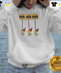 Funny Charlie Brown hoodie with hot yellow and black Woodstock peanuts design, perfect for Christmas festivities.
