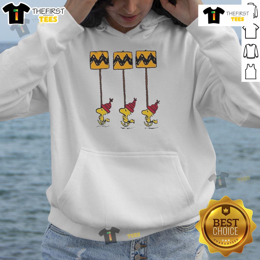 Hot Woodstock Peanuts Funny Christmas Details Yellow Black Charlie Brown Hoodie Funny Charlie Brown hoodie with hot yellow and black Woodstock peanuts design, perfect for Christmas festivities.