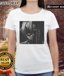 Alt Text: Awesome Zenitsu X Von Big Face Ladies Tee featuring a stylish graphic design of Zenitsu from Demon Slayer.