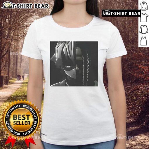 Alt Text: Awesome Zenitsu X Von Big Face Ladies Tee featuring a stylish graphic design of Zenitsu from Demon Slayer.