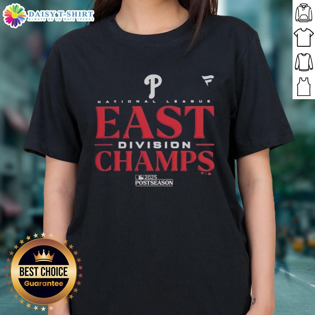 Nice 2025 MLB Postseason Philadelphia Phillies NL East Division Champions Ladies-Tee Ladies tee celebrating the Philadelphia Phillies as 2025 NL East Division Champions, perfect for MLB postseason fans.