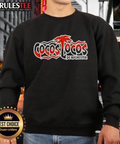 Nice 2025 Rochester Red Wings Cocos Locos sweatshirt featuring vibrant colors and bold team logo.