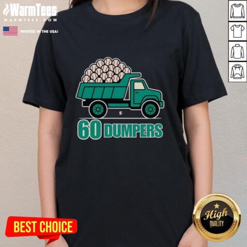 Seattle Mariners Ladies Tee featuring 'Nice 60 Big Dumpers Historic Season' design, perfect for fans celebrating baseball.