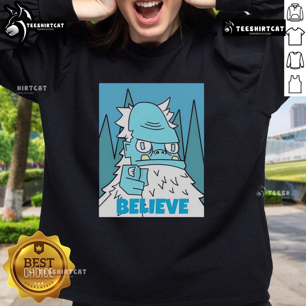 Nice Abominable Snowman Believe Sweatshirt Cozy Nice Abominable Snowman Believe Sweatshirt featuring a playful design of a friendly snowman in winter attire.