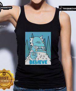 Nice Abominable Snowman Believe tank top featuring a playful snowman graphic on a stylish summer tee.