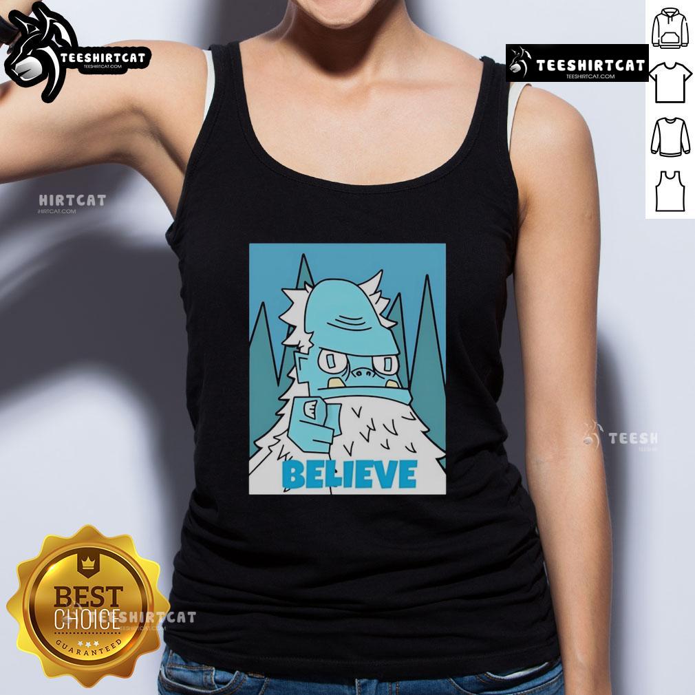 Nice Abominable Snowman Believe Tank Top Nice Abominable Snowman Believe tank top featuring a playful snowman graphic on a stylish summer tee.