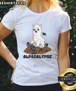 Nice Alpacalypse Alpaca Ladies Tee featuring a stylish alpaca graphic on a soft fabric, perfect for casual wear.