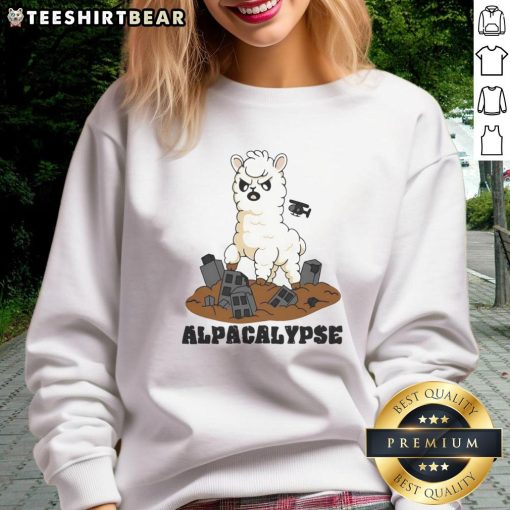 Cozy Nice-Alpacalypse Alpaca sweatshirt featuring a playful alpaca graphic, perfect for animal lovers and casual wear.
