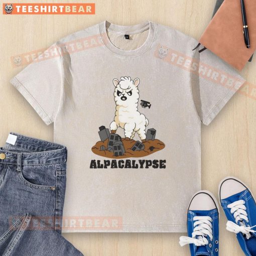 Nice Alpacalypse Alpaca washed t-shirt featuring a playful alpaca graphic on a soft, stylish fabric.