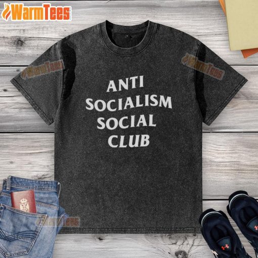 Nice Anti-Socialism Social Club washed t-shirt in casual style, featuring bold graphics and a comfortable fit.