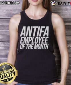 Nice Antifa Employee of the Month tank top featuring bold graphics and a stylish design, perfect for casual wear.