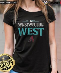 Womens tee featuring Arizona Diamondbacks 2025 AL West Division Champions design, perfect for fans celebrating victory.