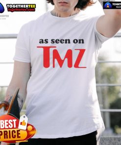 Alt Text: Nice As Seen On TMZ logo t-shirt featuring bold graphics and stylish design for trendy fashion enthusiasts.