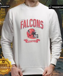 Alt Text: Distressed vintage sweatshirt featuring a Nice Atlanta Falcons football helmet design, perfect for fans.