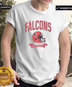 Distressed vintage Atlanta Falcons football helmet graphic on a stylish t-shirt, perfect for fans and collectors.