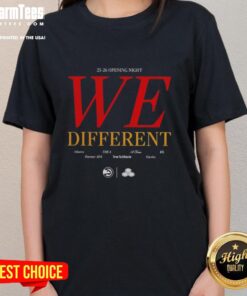 Nice Atlanta Hawks 25-26 Opening Night 'We Different' Ladies Tee featuring vibrant team colors and stylish design.