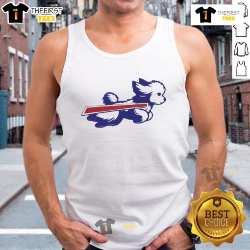 Nice Bichon Frise Buffalo Bills football parody logo tank top featuring a playful dog design for sports fans.