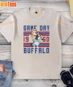 Retro 1960 style washed t-shirt featuring Bluey and Bingo for Buffalo Bulls football game day.