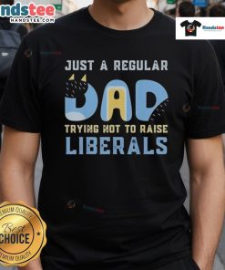Nice Bluey Just A Regular Dad Trying Not To Raise Liberals T-Shirt design featuring a humorous dad-themed graphic.