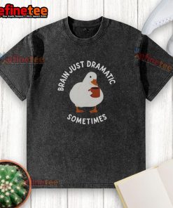 Stylish 'Nice Brain Just Dramatic Sometimes' washed t-shirt displayed on a hanger, perfect for casual wear and art lovers.