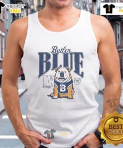 Alt Text: Nice Butler University Blue IV Dawgs mascot tank top featuring a vibrant design, perfect for fans and casual wear.