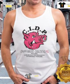 Stylish Nice C.I.D.P. crappy immuno debilitating pig tank top with vibrant colors and unique design for casual wear.