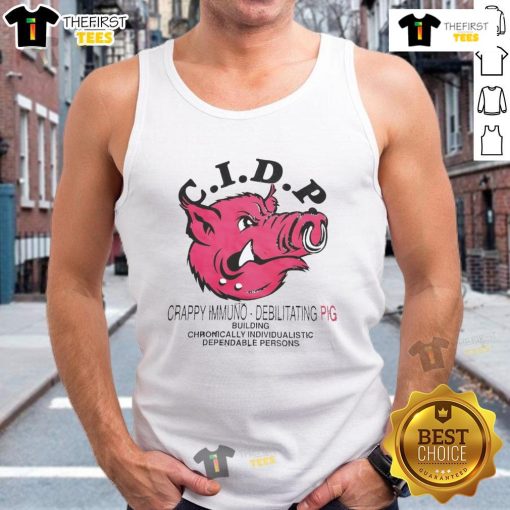 Stylish Nice C.I.D.P. crappy immuno debilitating pig tank top with vibrant colors and unique design for casual wear.