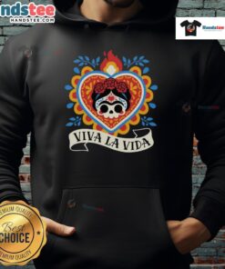 Colorful Nice Calavera Frida Sagrado Corazon Hoodie featuring vibrant skull art and heart design on a stylish background.